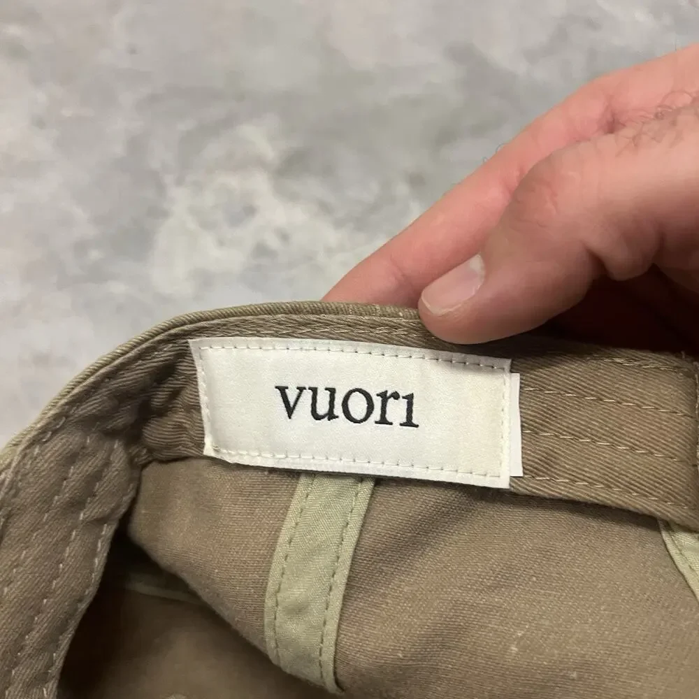 Vuori Hat Cap Strap Back Brown White Logo Preppy Casual Mens